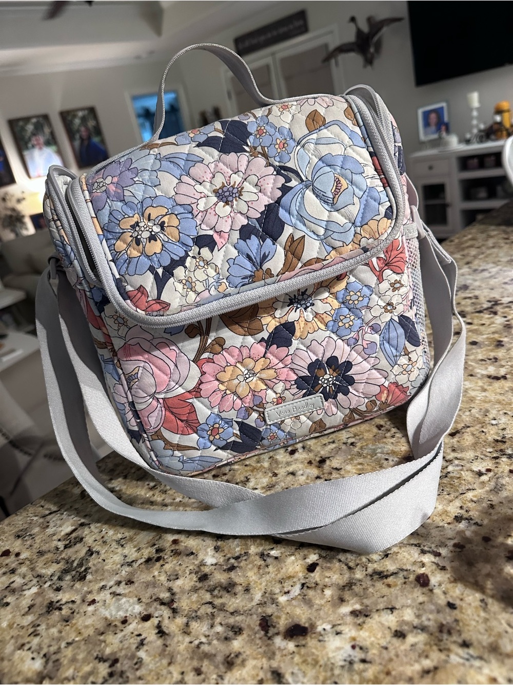 Vera Bradley Quilted Floral Crossbody in Pastel Pink Blue Cream
